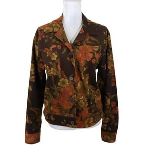 Jones New York Country Essentials Button Up Floral Jacket Women Size 16 Unlined.